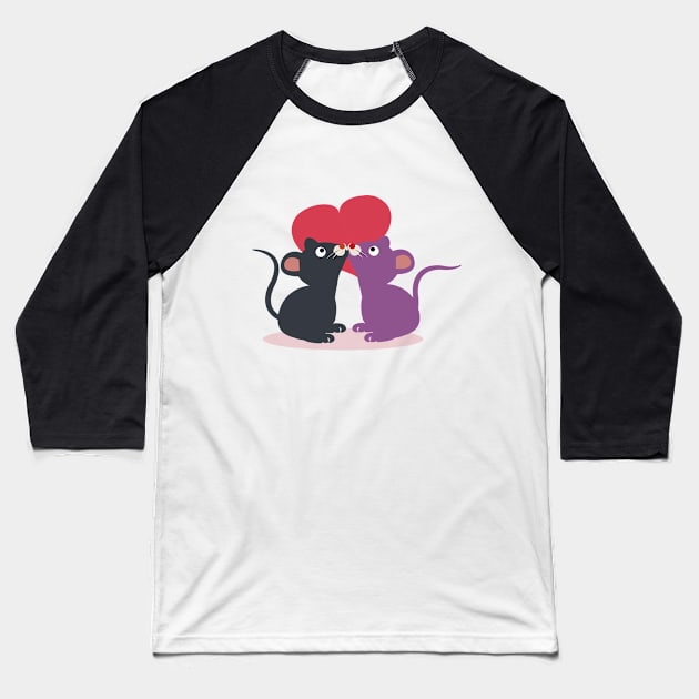 Mice in love Baseball T-Shirt by dddesign